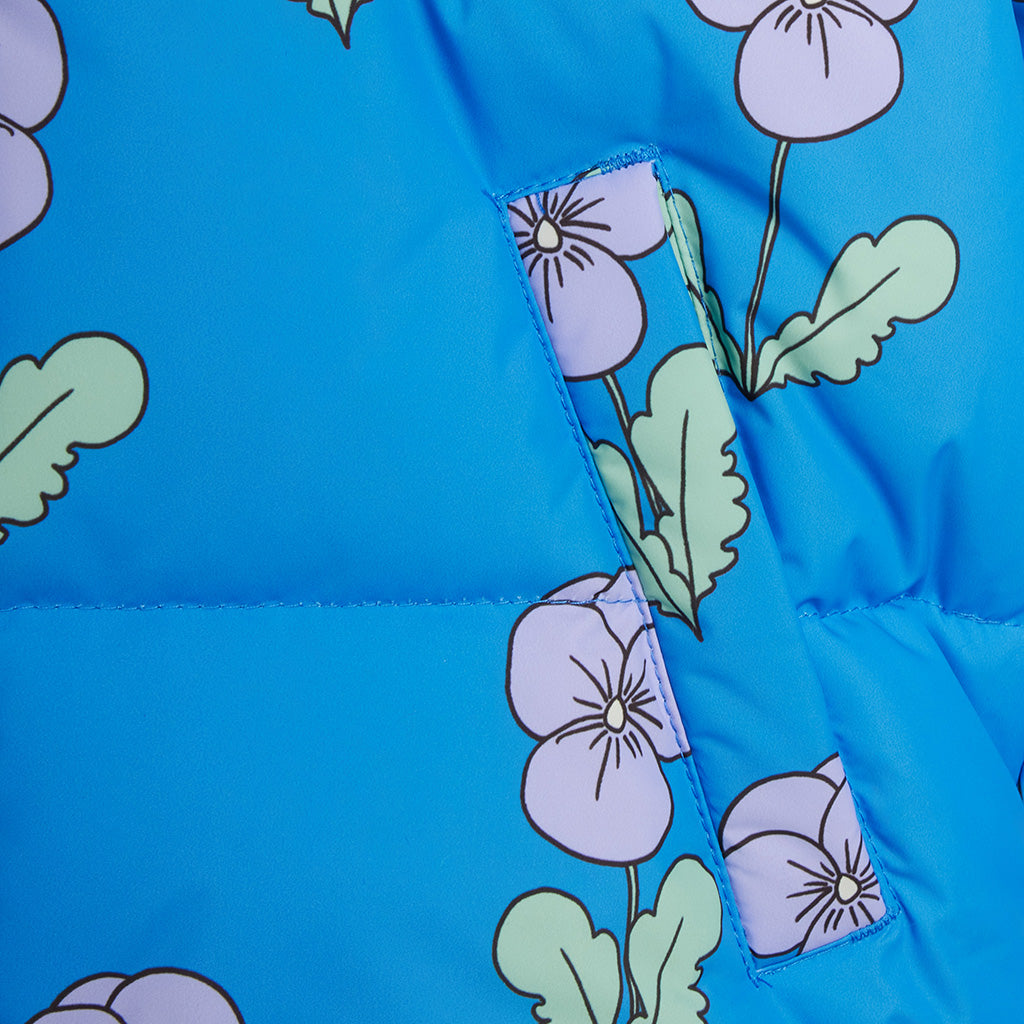 Mini Rodini Child City Puffer Jacket Violas Flower Print Blue