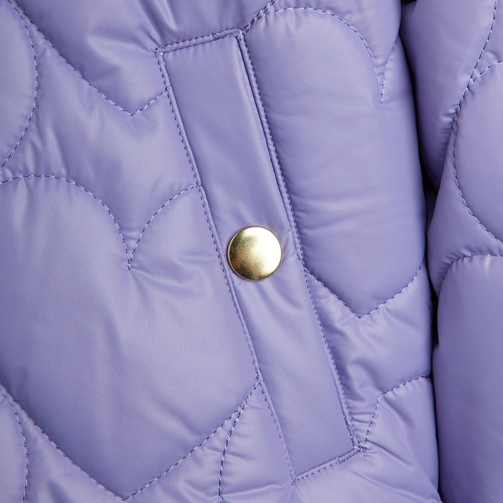 Mini Rodini Child Hooded Puffer Jacket Heart Quilt Purple
