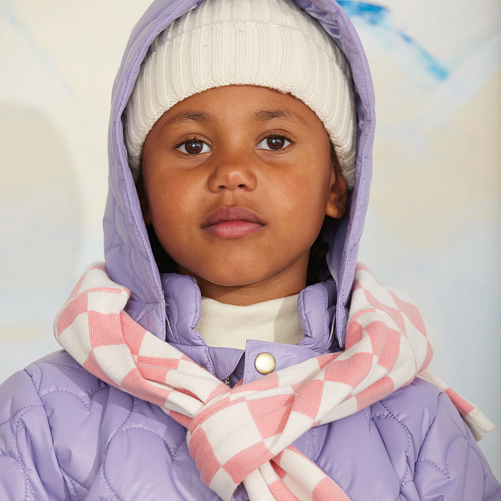 Mini Rodini Child Hooded Puffer Jacket Heart Quilt Purple