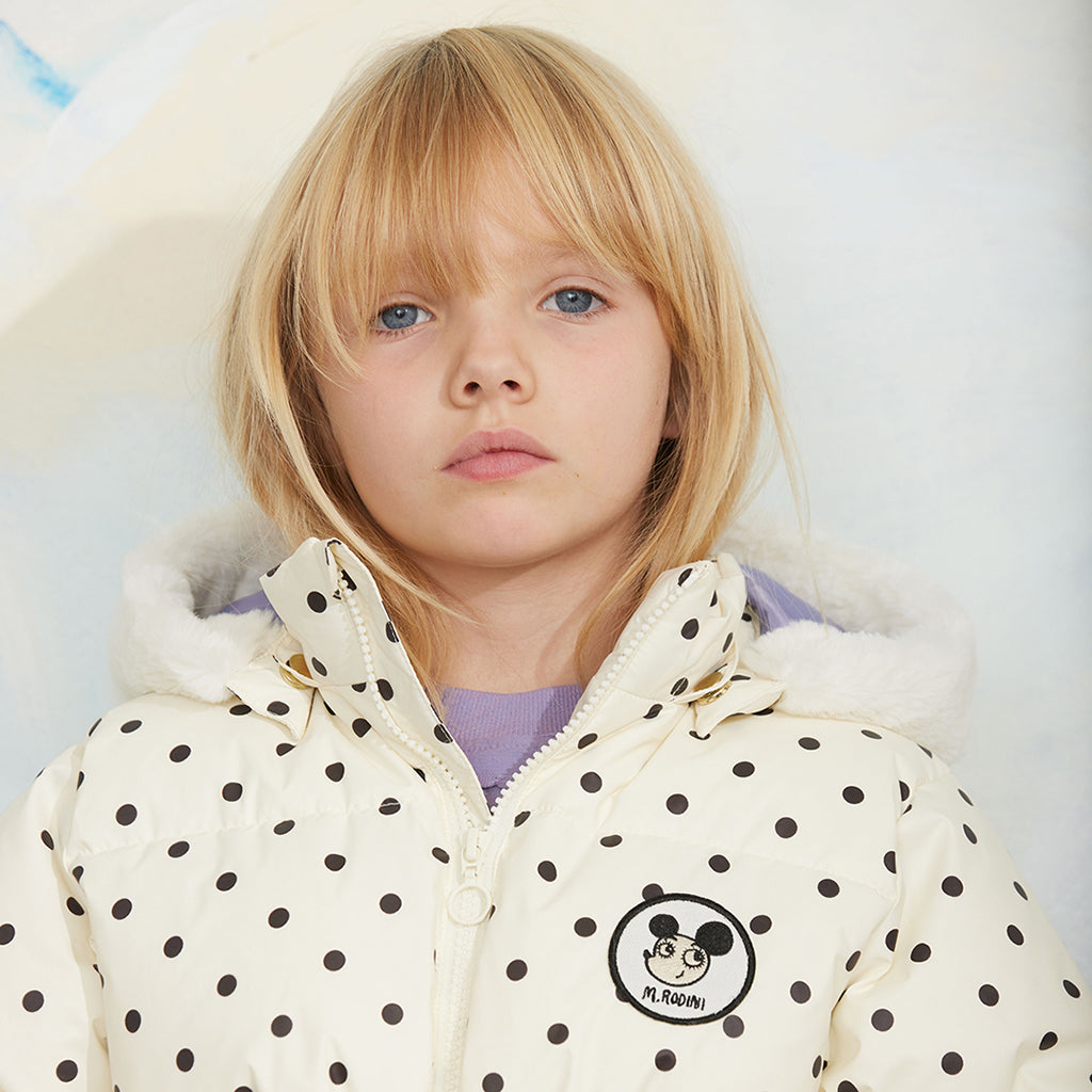 Mini Rodini Child Heavy Puffer Jacket Dots Print Cream