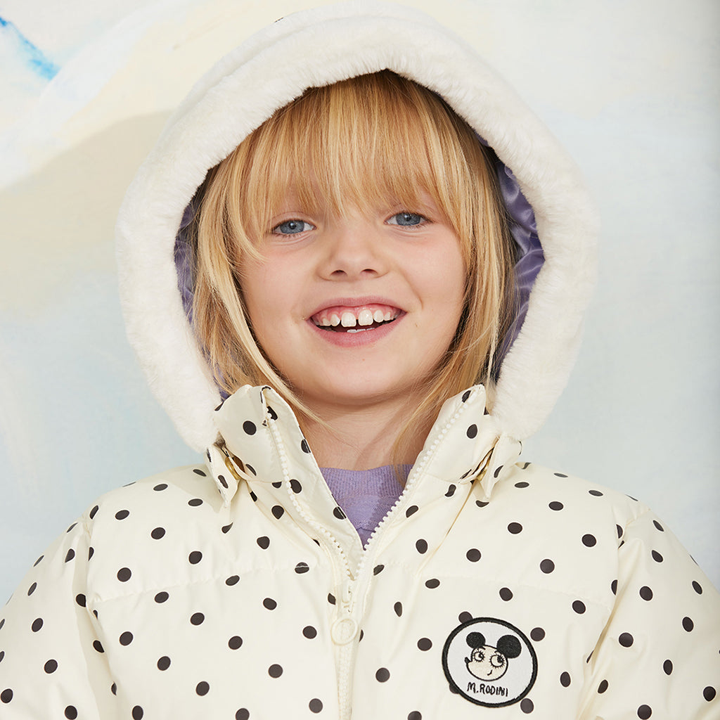Mini Rodini Child Heavy Puffer Jacket Dots Print Cream