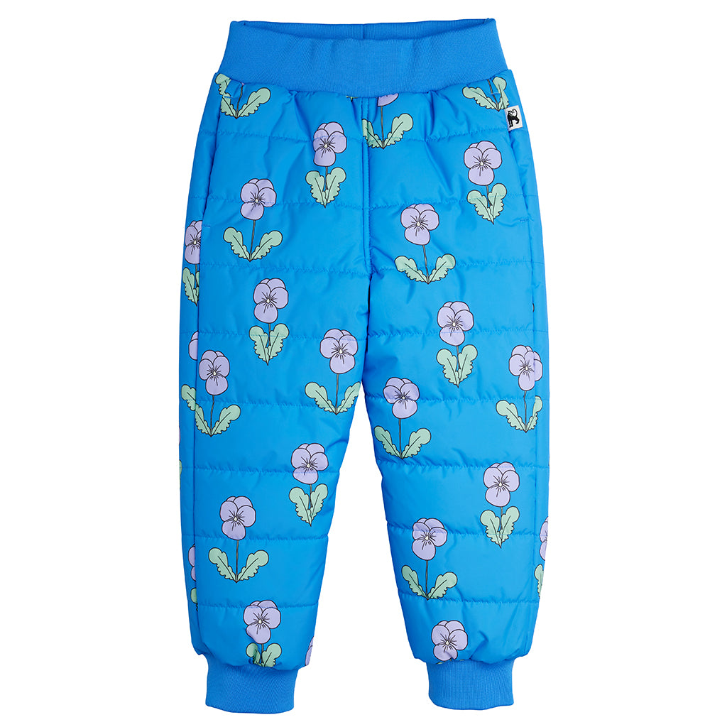 Mini Rodini Child Padded Pants Violas Flower Print Blue