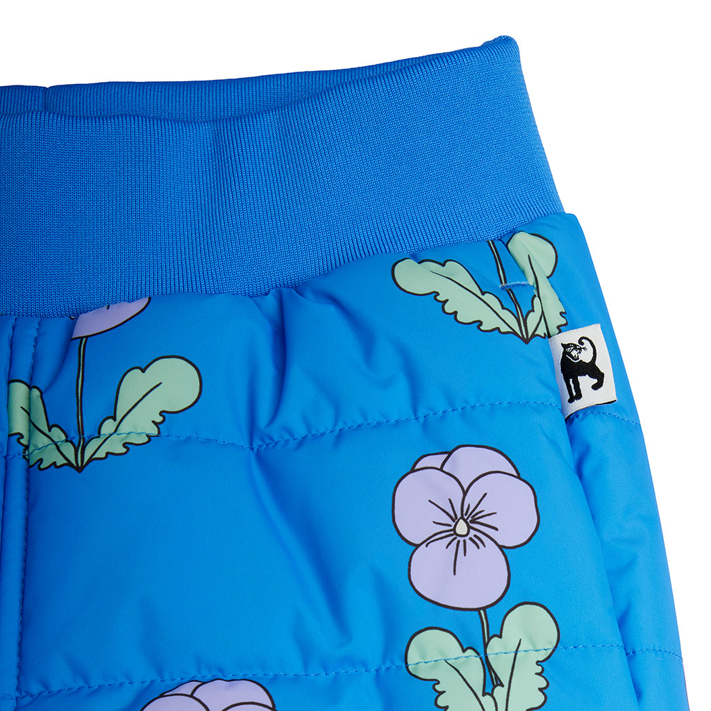 Mini Rodini Child Padded Pants Violas Flower Print Blue