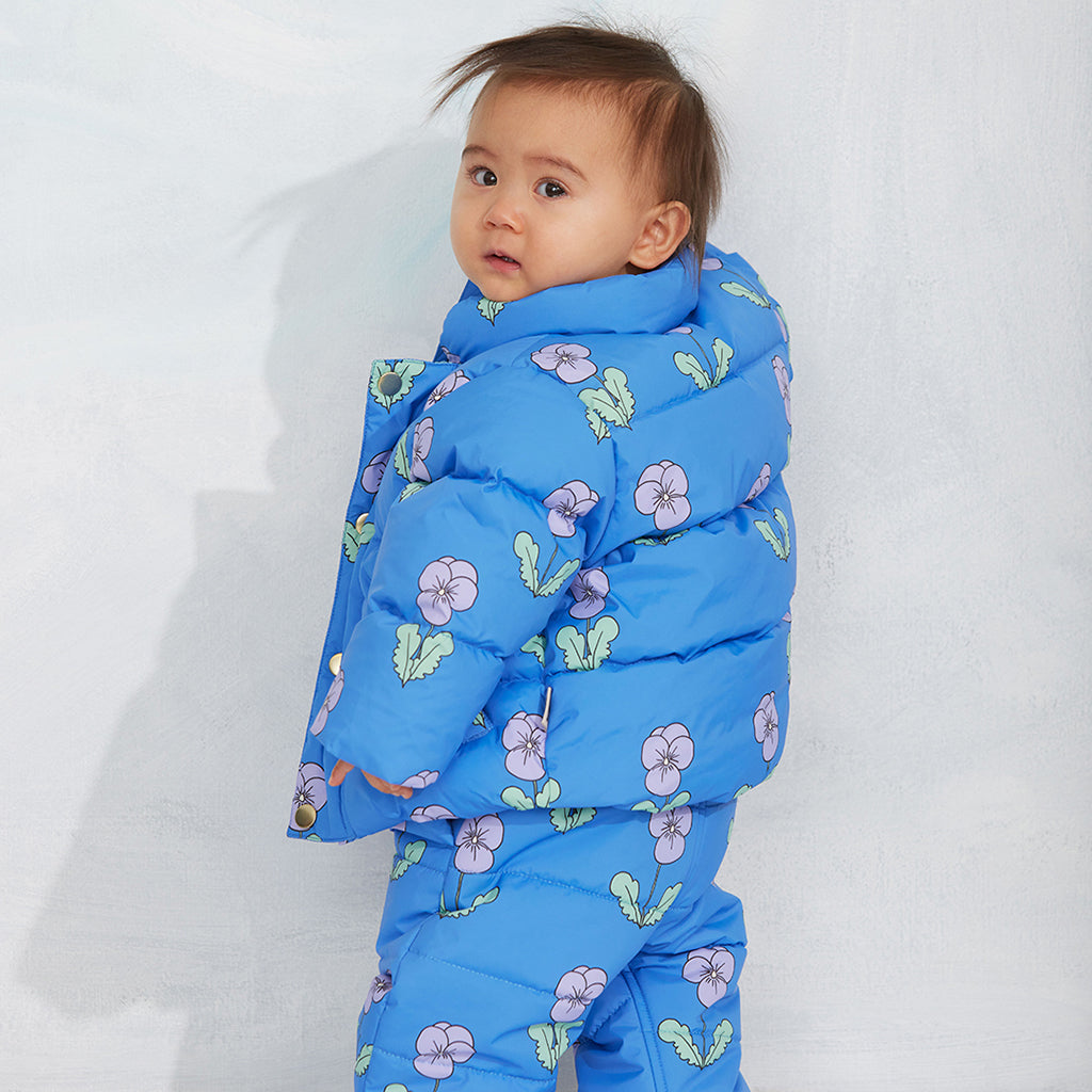 Mini Rodini Child Padded Pants Violas Flower Print Blue