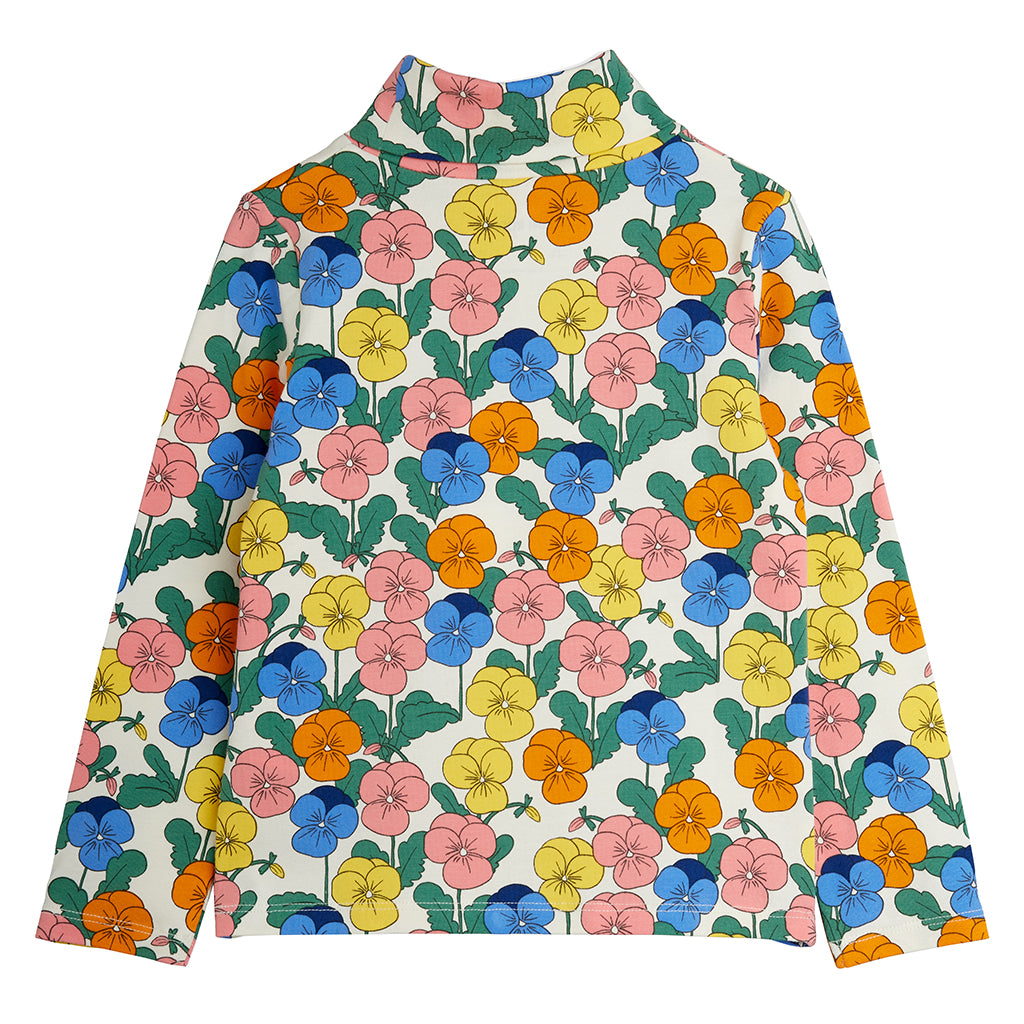 Mini Rodini Child Turtleneck T-shirt Violas Flowers Print Multicolour
