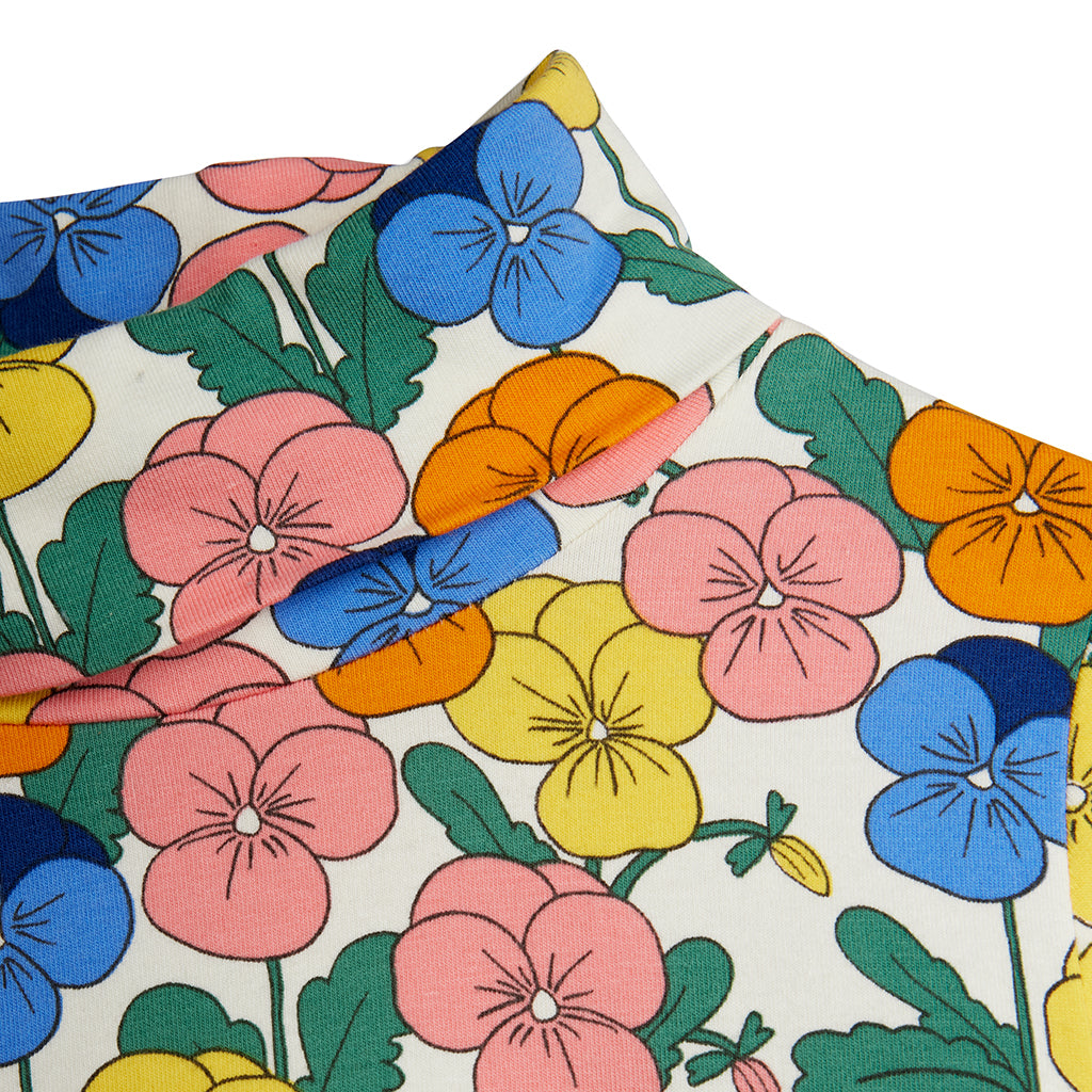 Mini Rodini Child Turtleneck T-shirt Violas Flowers Print Multicolour