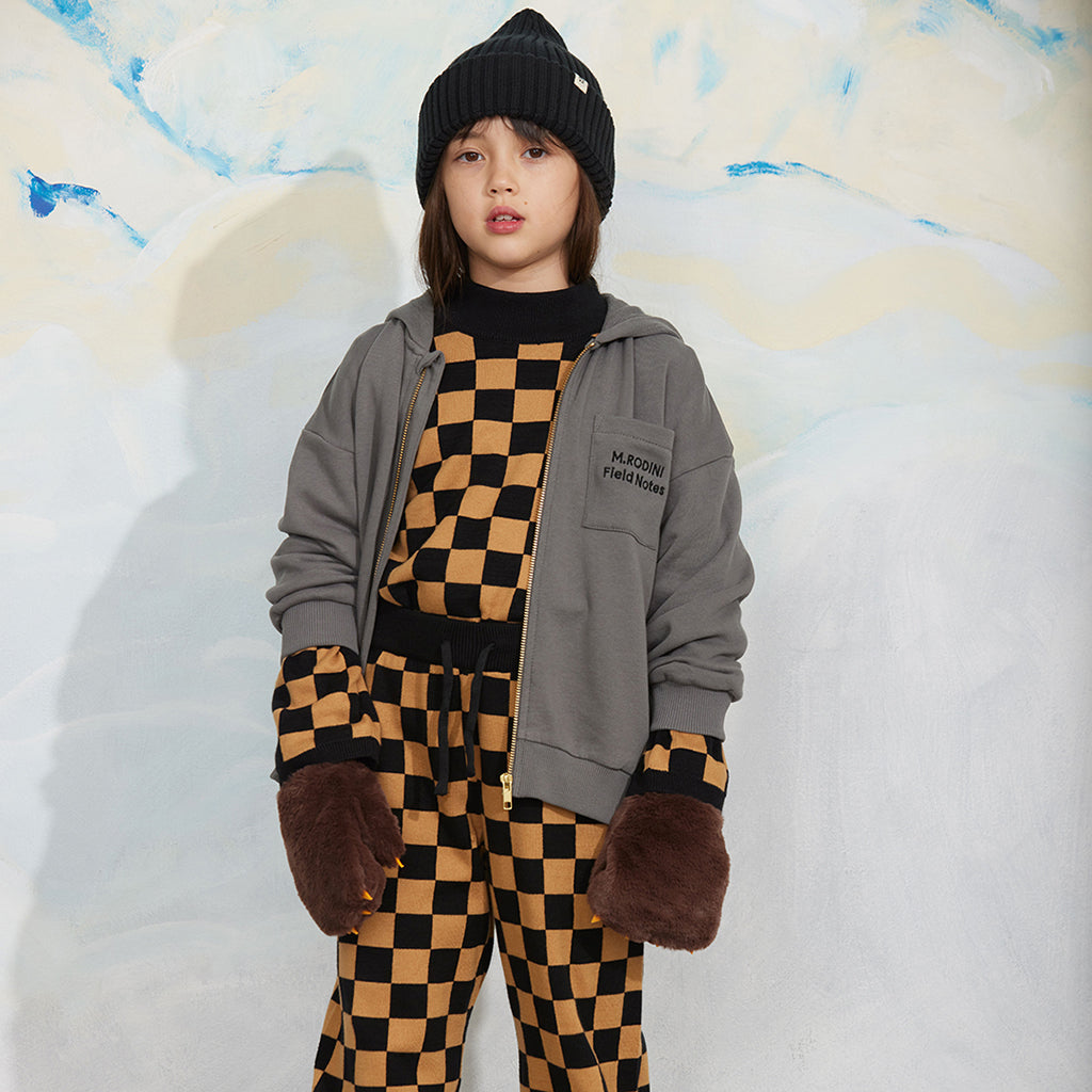 Mini Rodini Child Hooded Sweatshirt Field Notes Pocket Grey