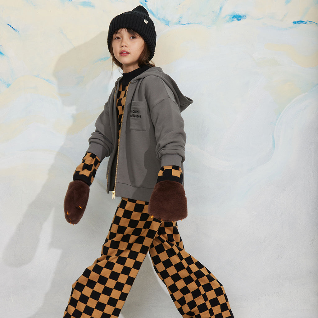 Mini Rodini Child Hooded Sweatshirt Field Notes Pocket Grey