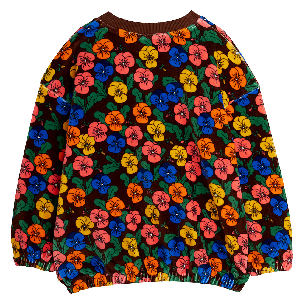 Mini Rodini Child Velour Sweatshirt Violas Flowers Print Multicolour