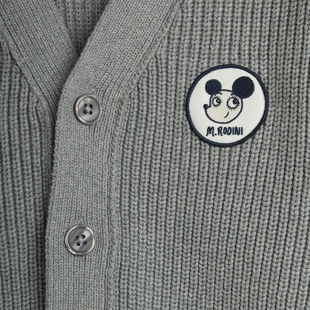 Mini Rodini Child Cardigan Ritzratz Patch Grey Melange