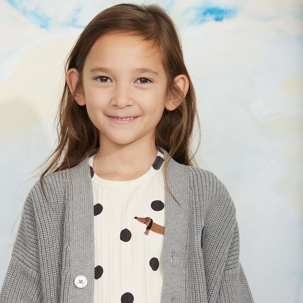 Mini Rodini Child Cardigan Ritzratz Patch Grey Melange