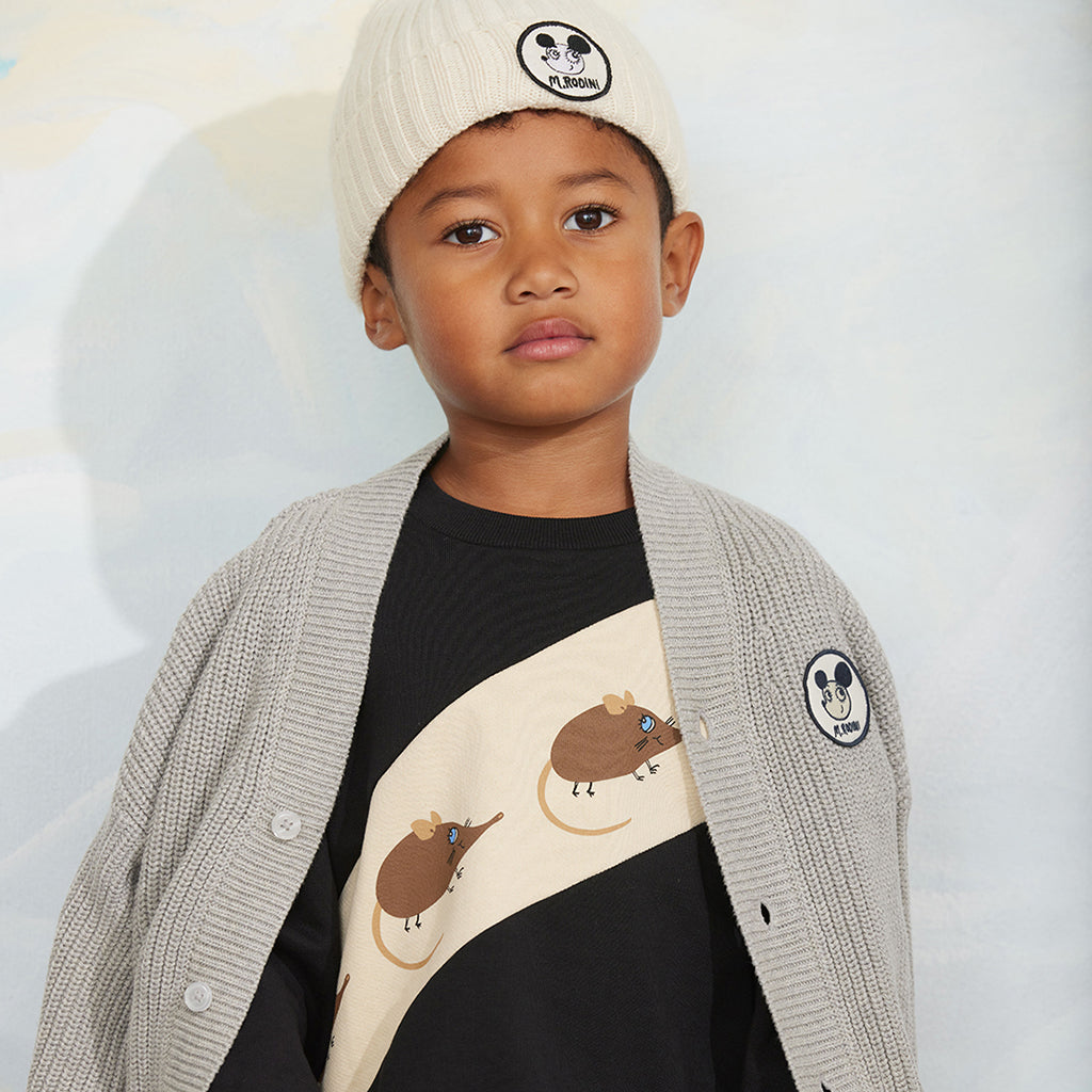 Mini Rodini Child Cardigan Ritzratz Patch Grey Melange