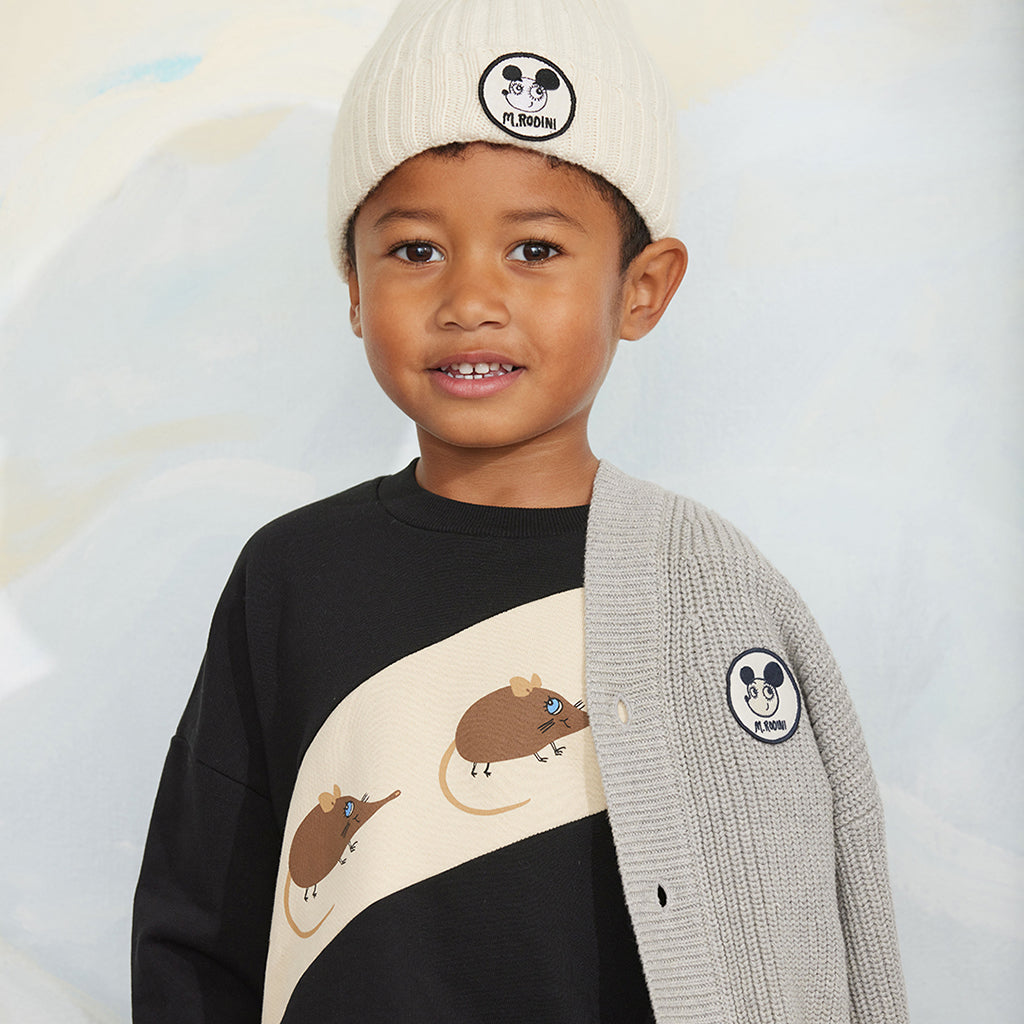 Mini Rodini Child Cardigan Ritzratz Patch Grey Melange