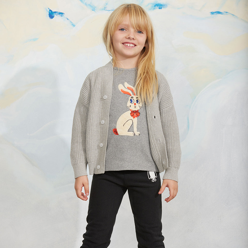 Mini Rodini Child Cardigan Ritzratz Patch Grey Melange