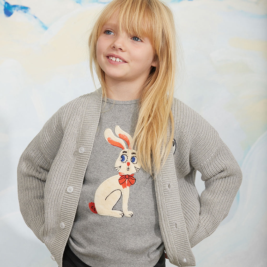 Mini Rodini Child Cardigan Ritzratz Patch Grey Melange