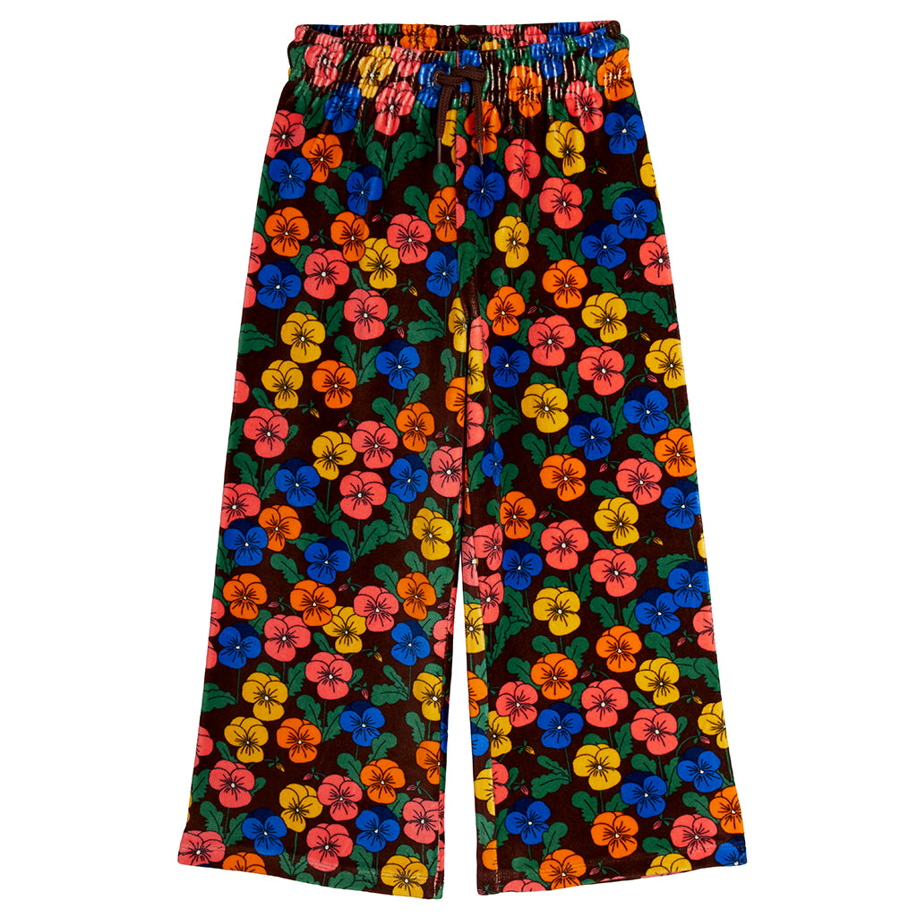 Mini Rodini Child Velour Pants Violas Flowers Print Multicolour