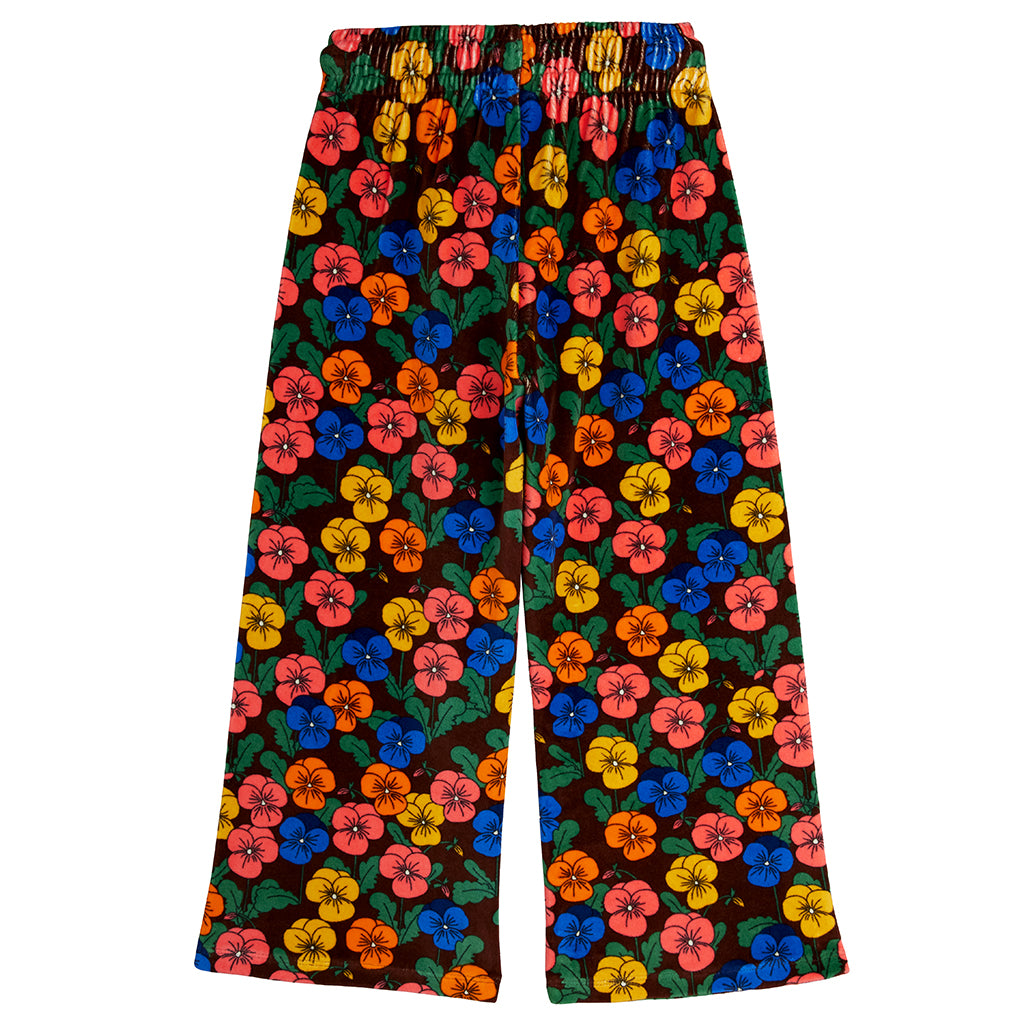 Mini Rodini Child Velour Pants Violas Flowers Print Multicolour
