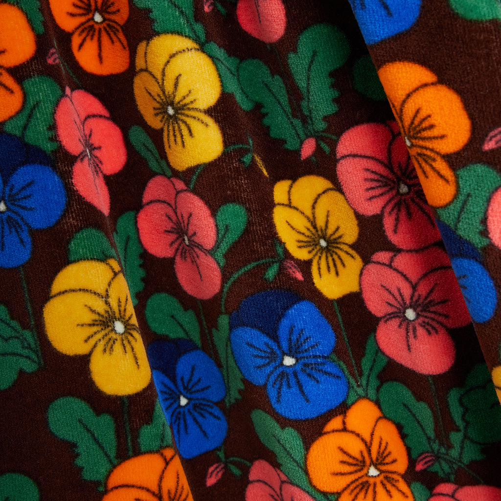 Mini Rodini Child Velour Dress Violas Flowers Print Multicolour
