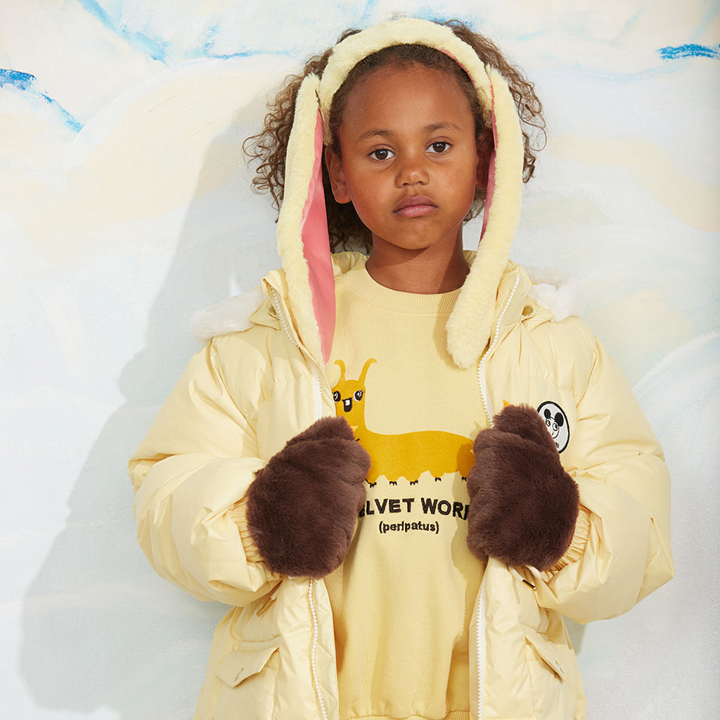 Mini Rodini Child Faux Fur Mittens Brown