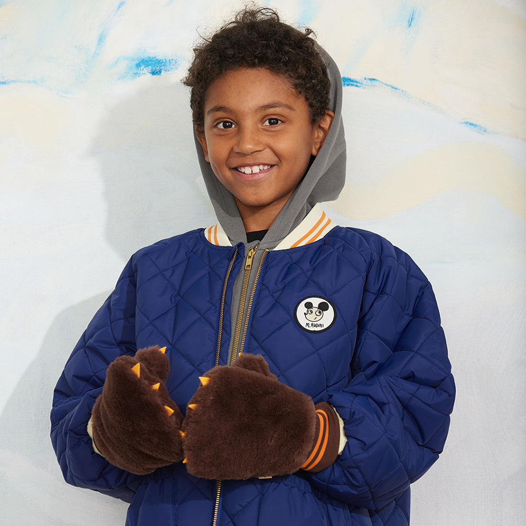 Mini Rodini Child Faux Fur Mittens Brown