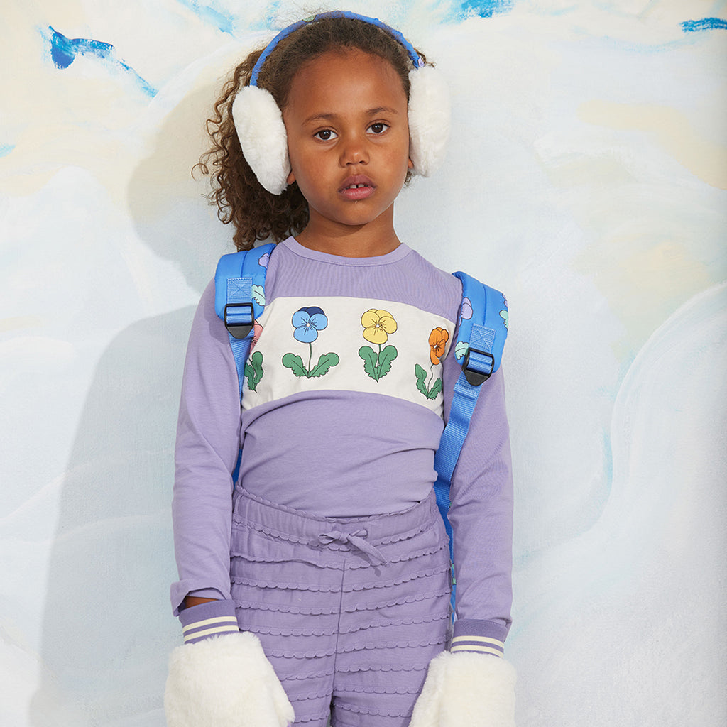 Mini Rodini Padded Backpack Violas Print Blue