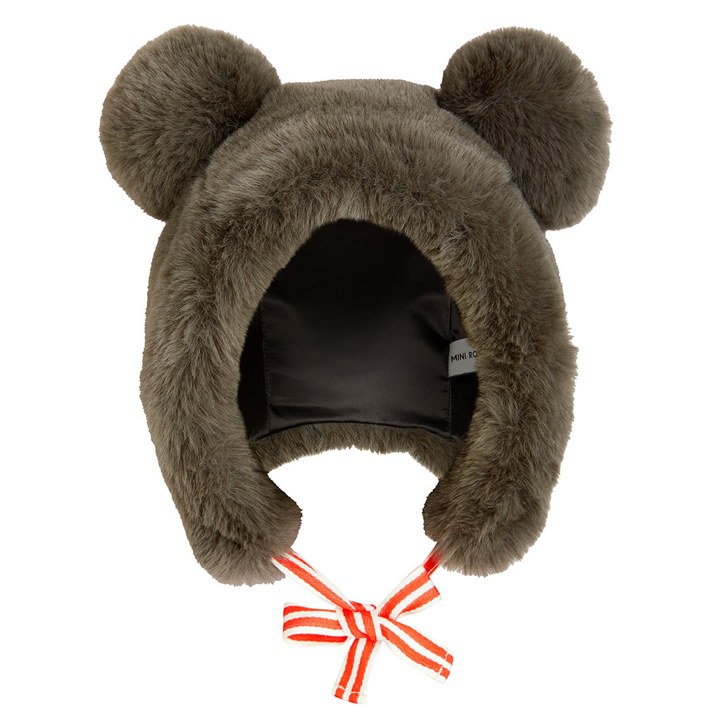 Mini Rodini Baby And Child Faux Fur Ear Hat Grey
