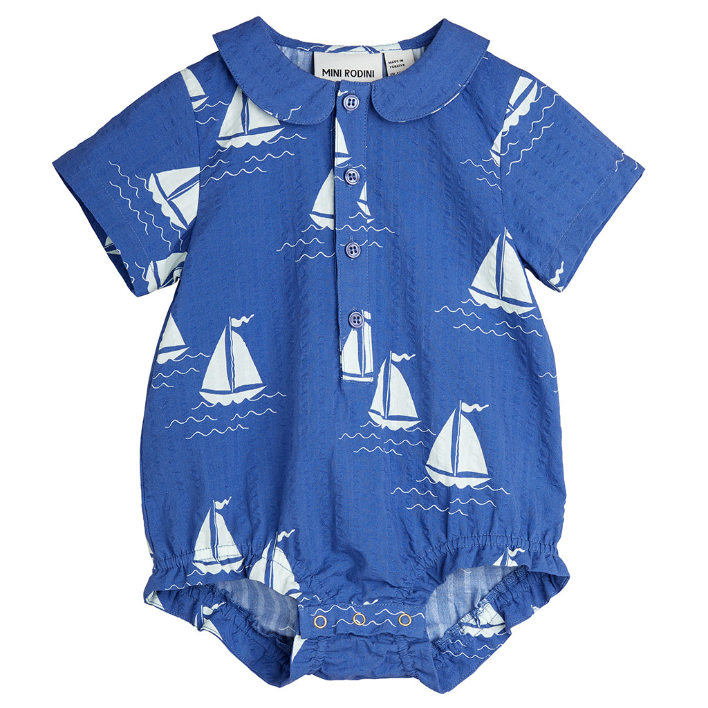 Mini Rodini Baby Sailing Boats Romper Blue