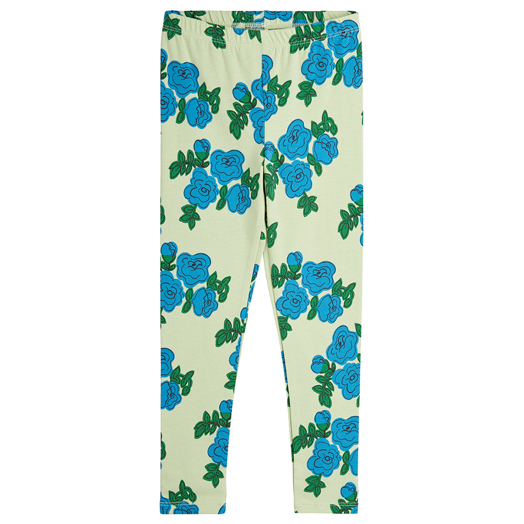 Mini Rodini Child Blue Roses Leggings Green