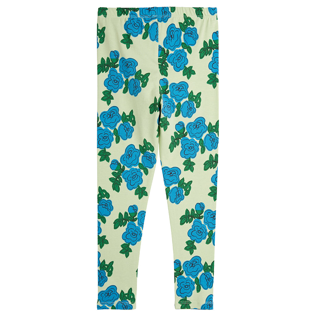 Mini Rodini Child Blue Roses Leggings Green