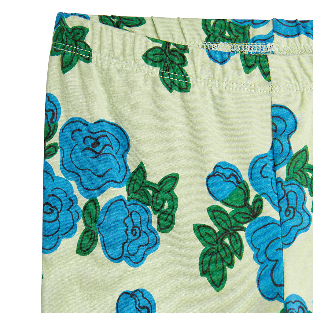 Mini Rodini Child Blue Roses Leggings Green