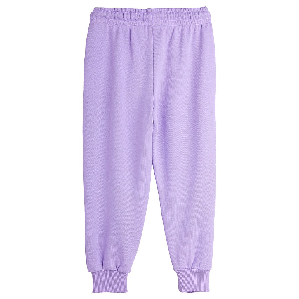 Mini Rodini Child Cat With Bowtie Chenille Sweatpants Purple