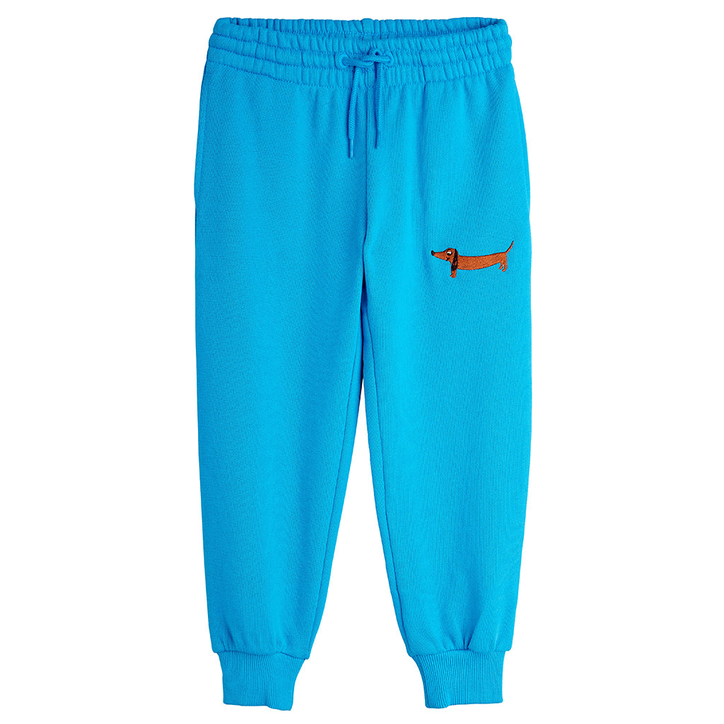 Mini Rodini Child Dog Embroidered Sweatpants Blue