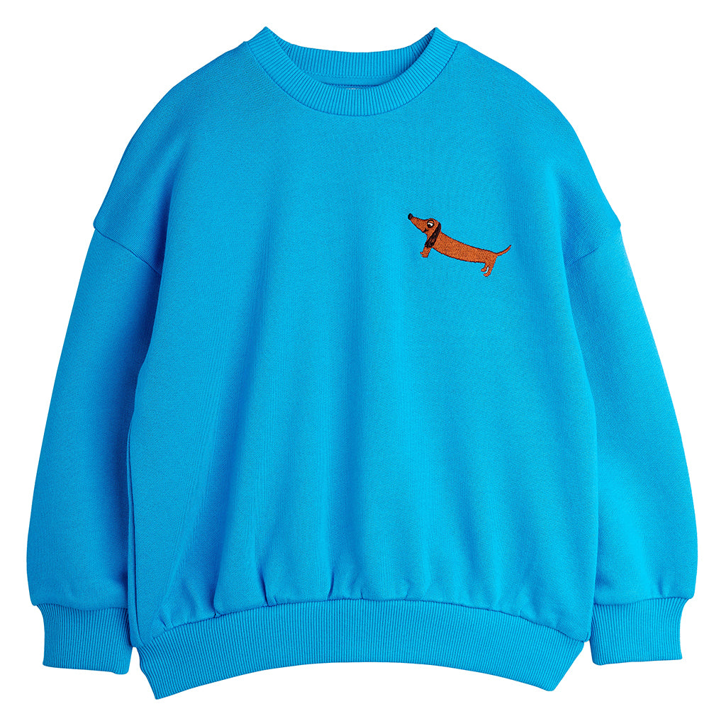 Mini Rodini Child Dog Embroidered Sweatshirt Blue
