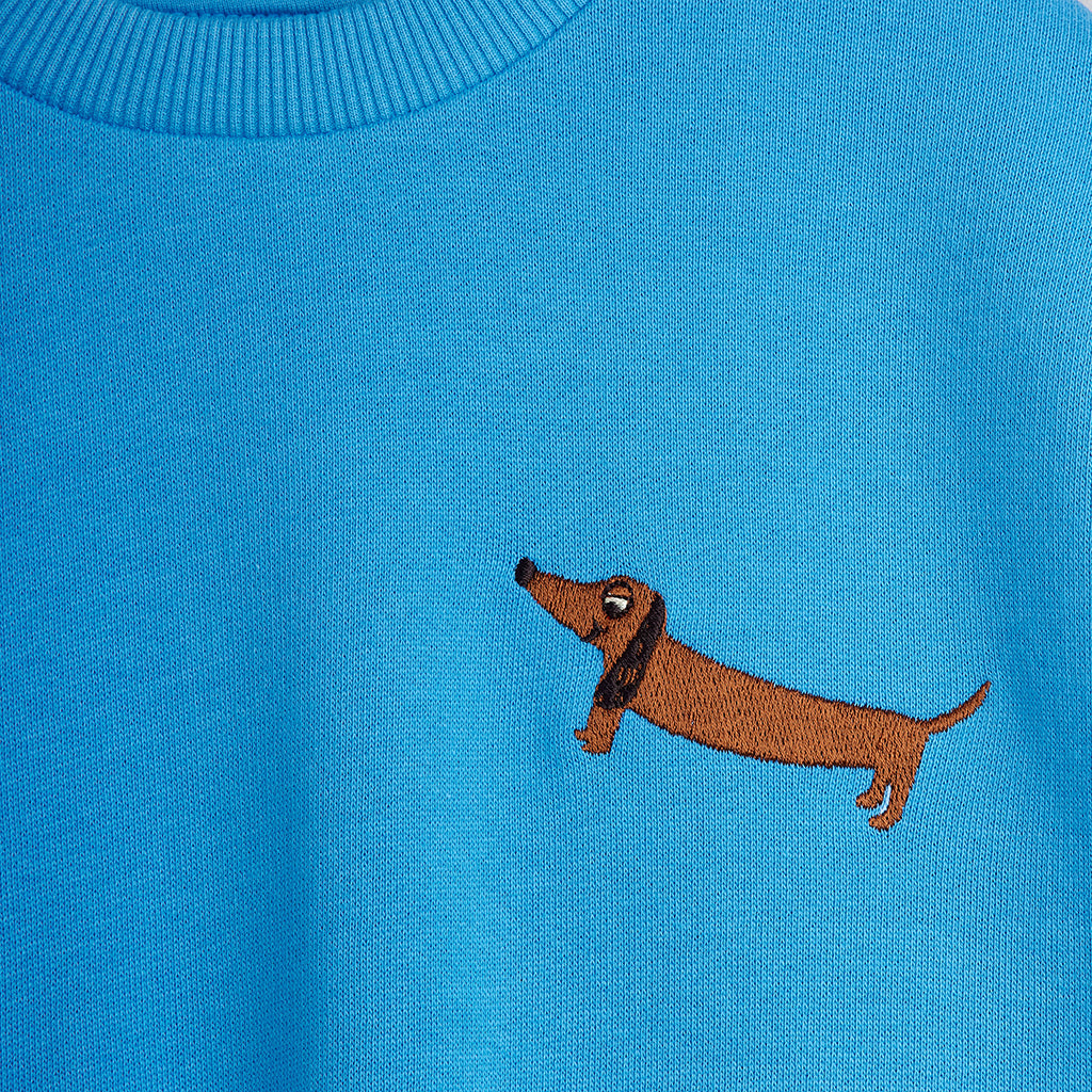Mini Rodini Child Dog Embroidered Sweatshirt Blue