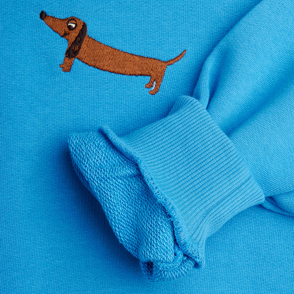 Mini Rodini Child Dog Embroidered Sweatshirt Blue