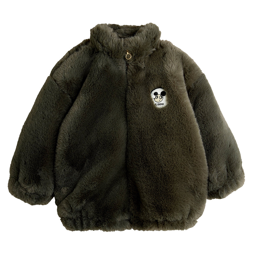 Mini Rodini Child Faux Fur Jacket Grey
