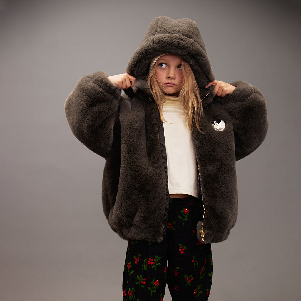 Mini Rodini Child Faux Fur Jacket Grey