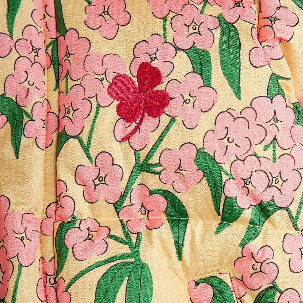 Mini Rodini Child Hooded Puffer Jacket Pink Alpine Flowers Print