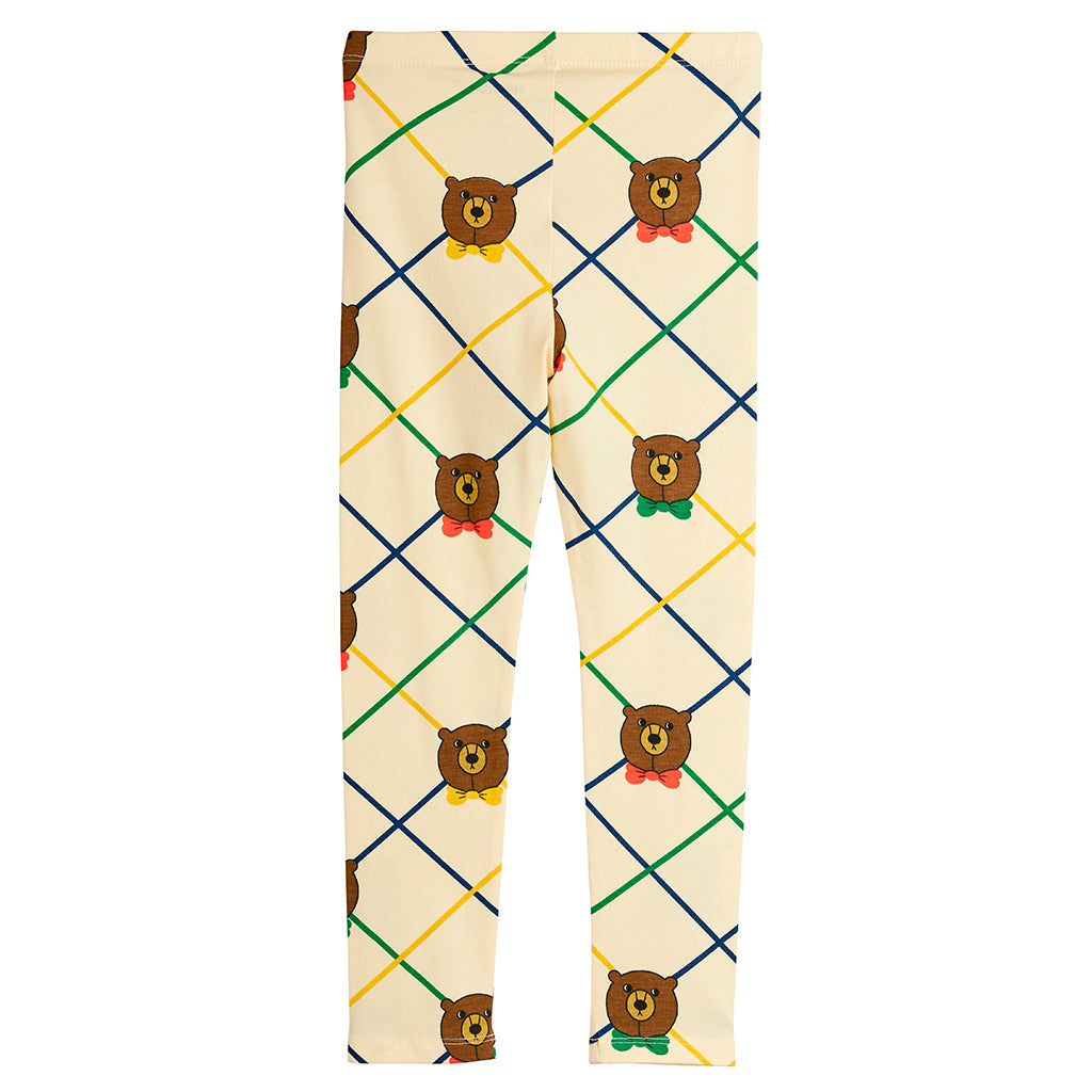 Mini Rodini Child Leggings Cream Bear Check Print