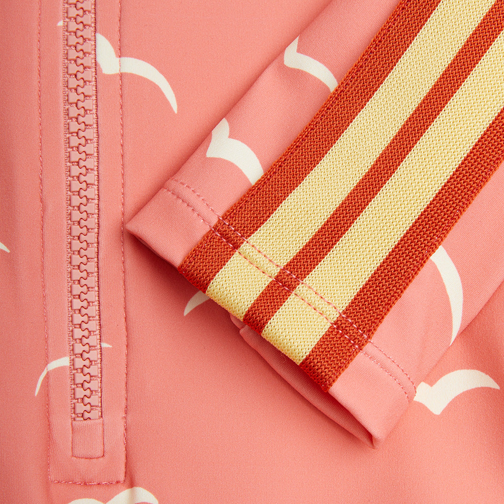 Mini Rodini Child Long Sleeved Swimsuit Seagull Print Pink