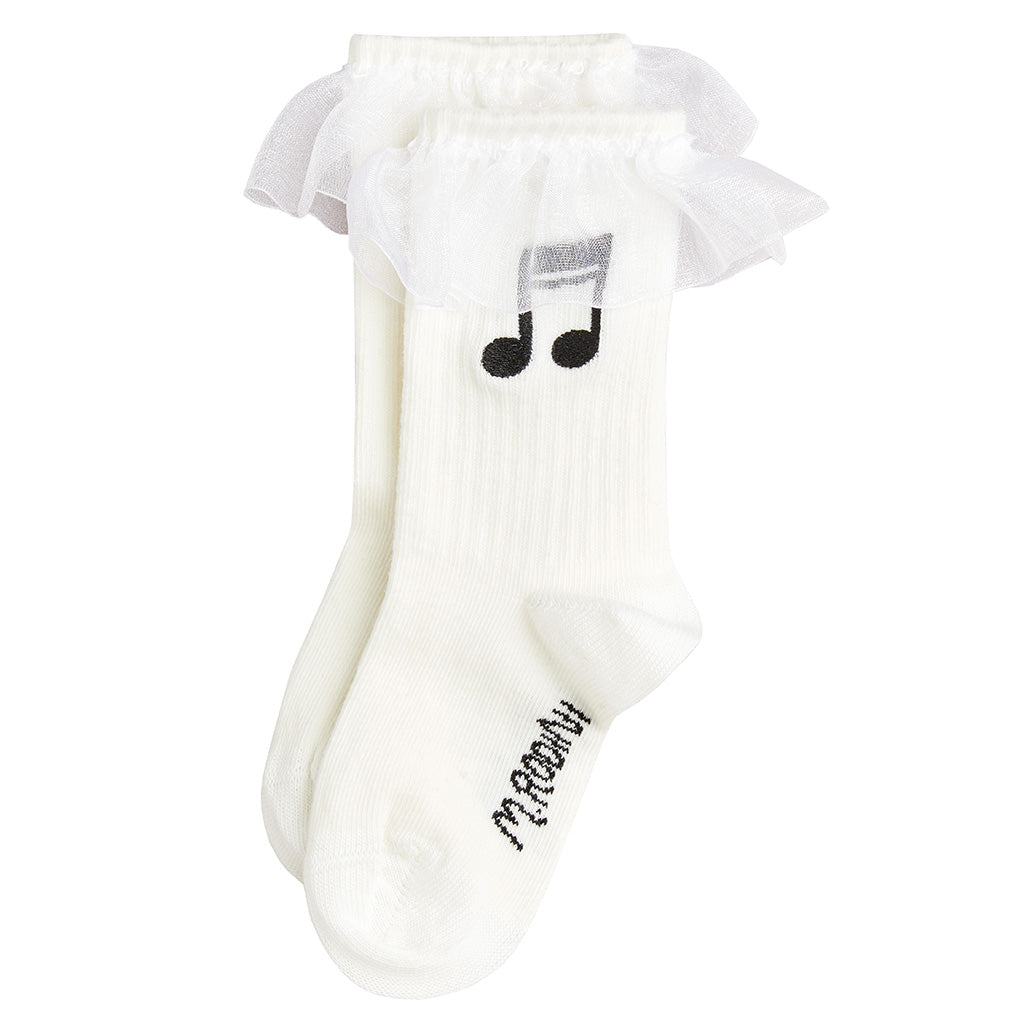 Mini Rodini Child Note Frill Socks White