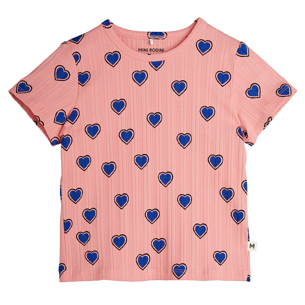 Mini Rodini Child Outlined Hearts T-shirt Pink
