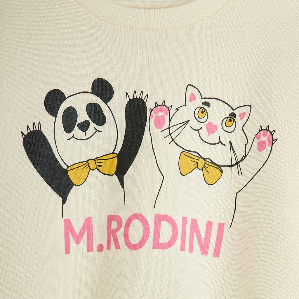 Mini Rodini Child Panda And Cat Sweatshirt Off-White