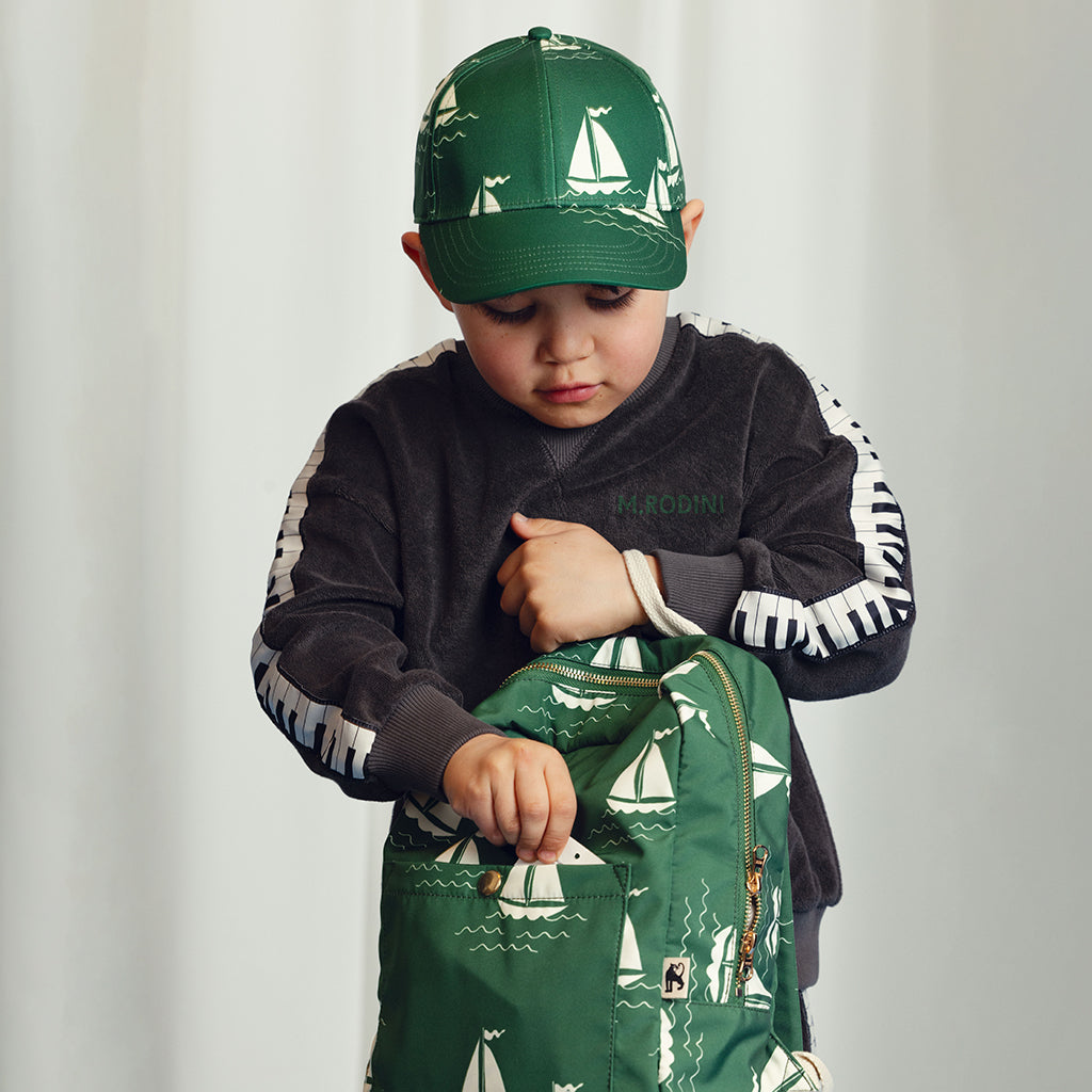 Mini Rodini Baby And Child Sailing Boats Cap Green