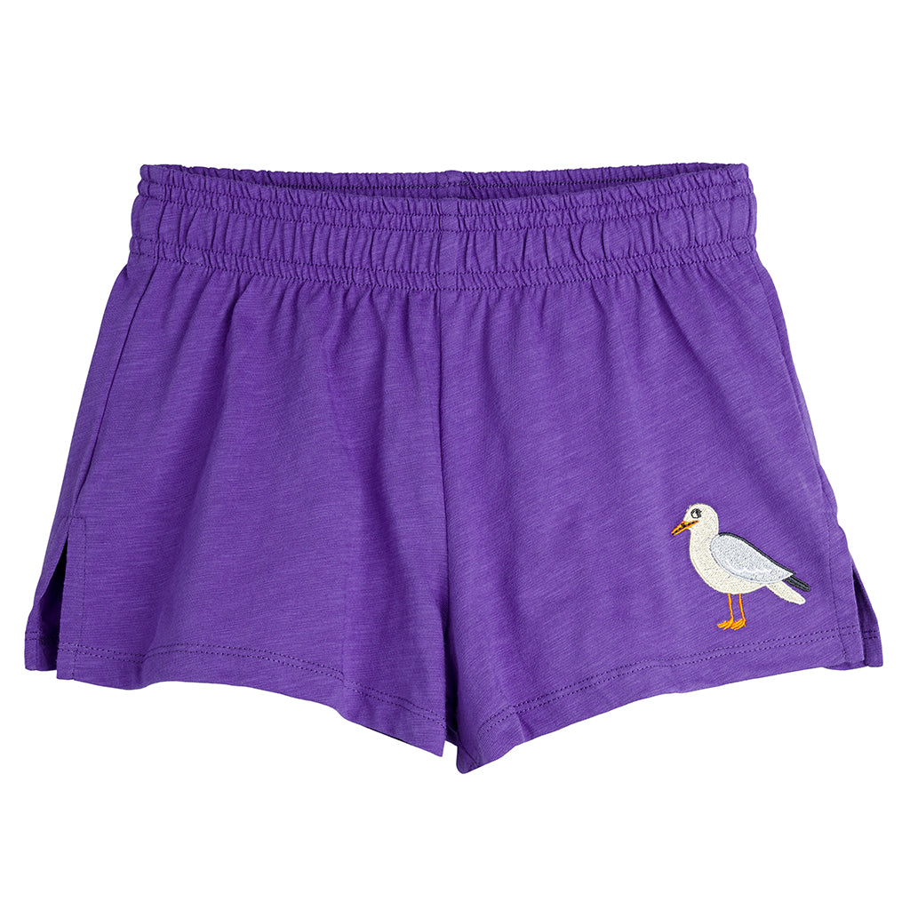 Mini Rodini Child Shorts With Seagull Embroidery Purple