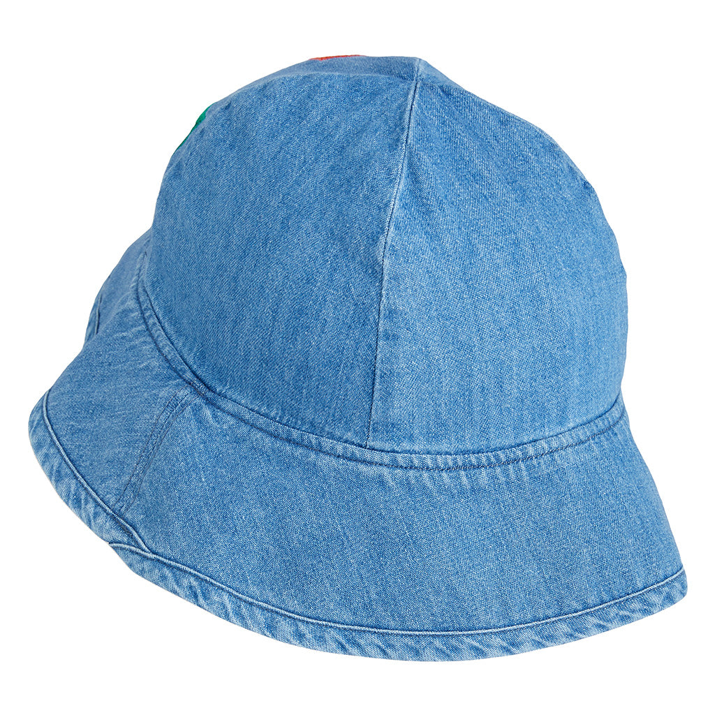 Mini Rodini Baby And Child Sun Hat With Note Embroidery Blue