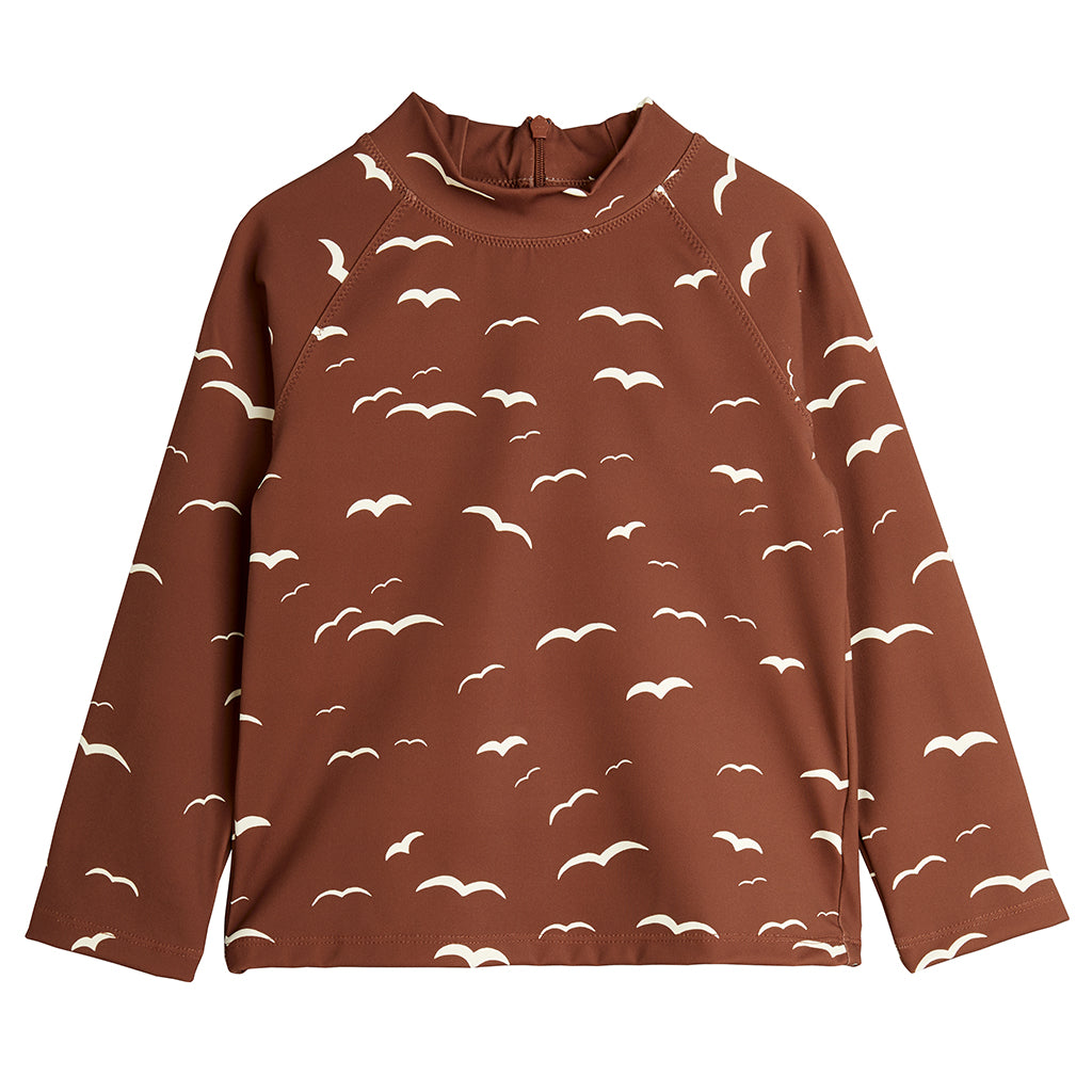 Mini Rodini Child Swim Shirt Seagull Print Brown