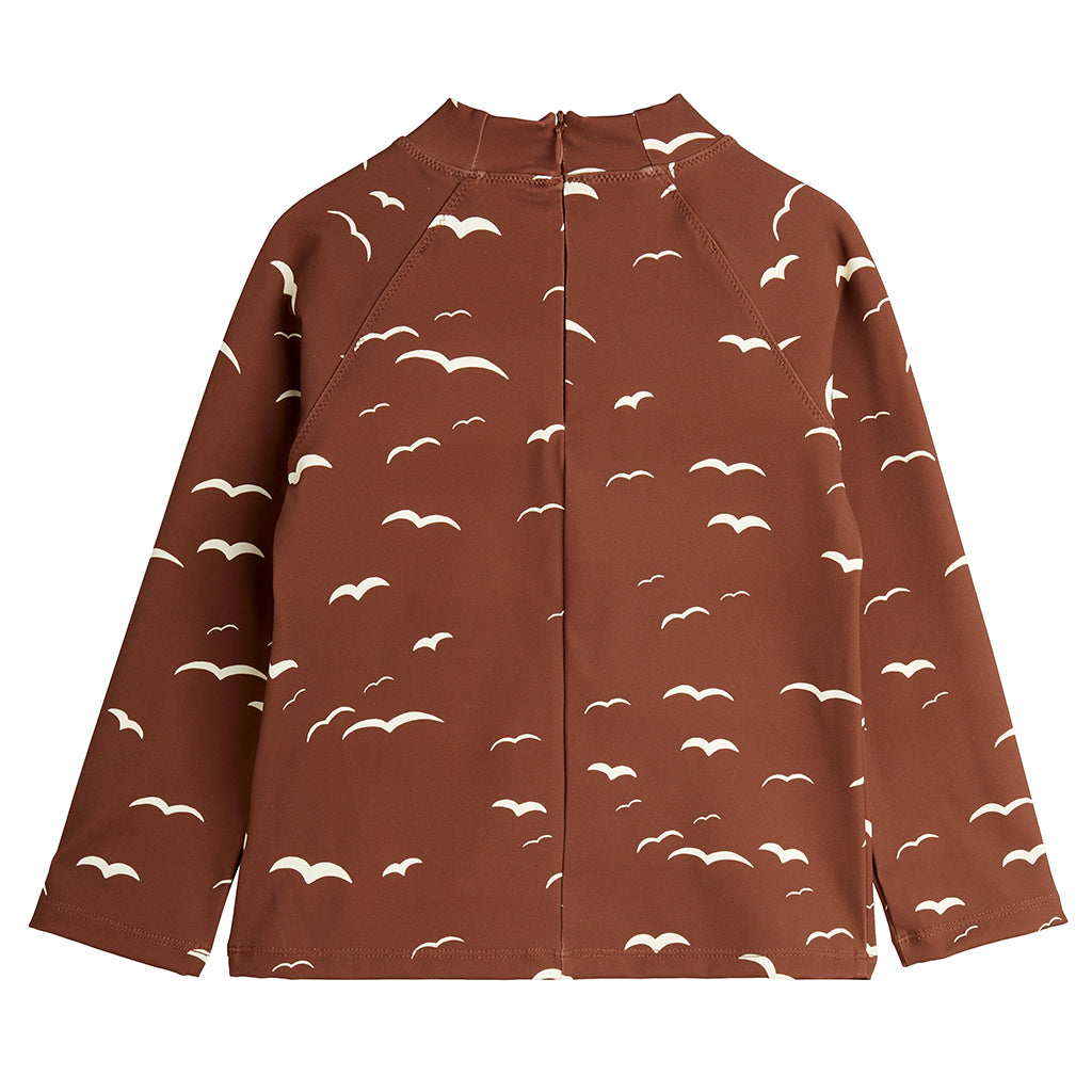 Mini Rodini Child Swim Shirt Seagull Print Brown