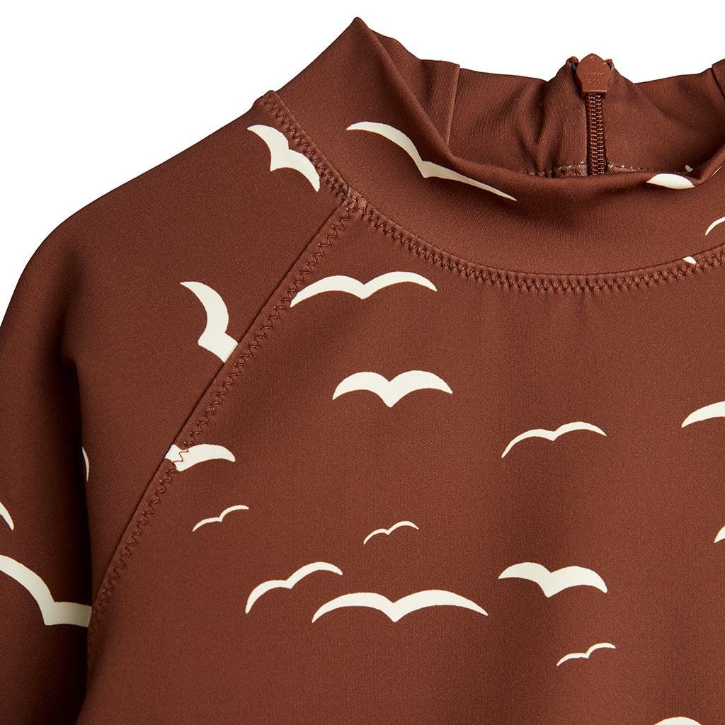Mini Rodini Child Swim Shirt Seagull Print Brown
