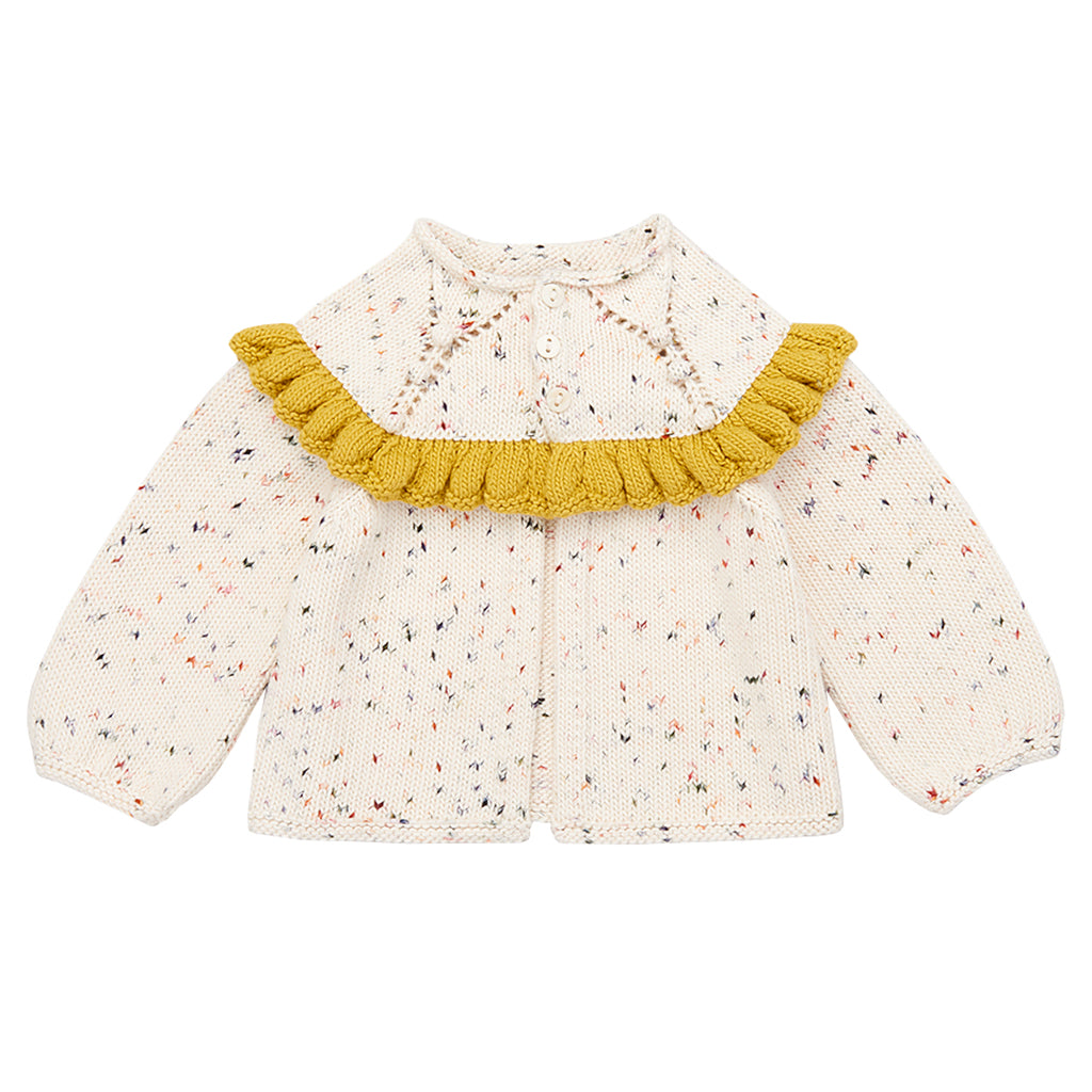 Misha &amp; Puff Baby Ruffle Cardigan Cream Picnic Confetti